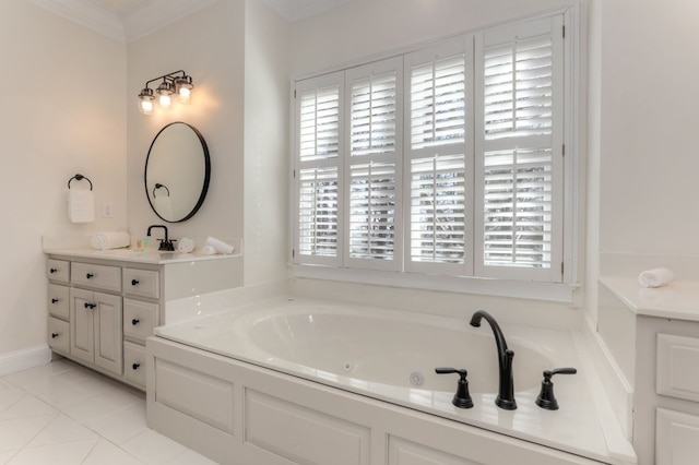 1492 Mcelroy Mountain Dr, Jasper, GA 30143 - full bath featuring a garden tub, vanity, and tile patterned floors