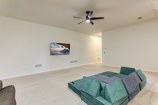 1492 Mcelroy Mountain Dr, Jasper, GA 30143 - sitting room featuring light colored carpet, ceiling fan, and baseboards