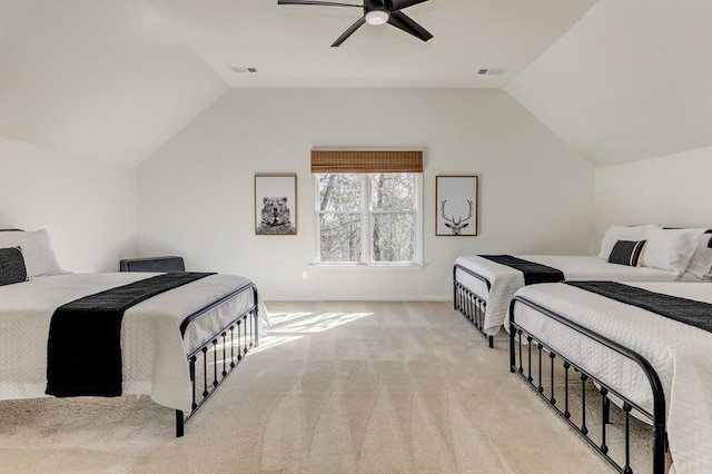 1492 Mcelroy Mountain Dr, Jasper, GA 30143 - bedroom featuring vaulted ceiling, light carpet, baseboards, and ceiling fan