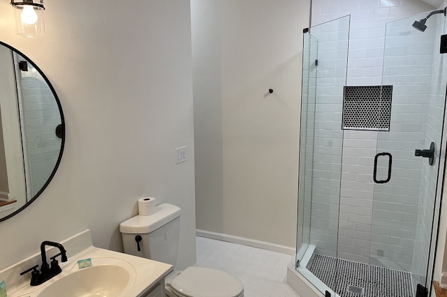 1492 Mcelroy Mountain Dr, Jasper, GA 30143 - bathroom featuring a shower stall, toilet, and tile patterned floors
