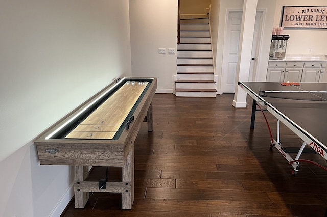 1492 Mcelroy Mountain Dr, Jasper, GA 30143 - recreation room featuring dark wood-type flooring and baseboards