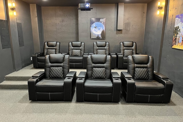 1492 Mcelroy Mountain Dr, Jasper, GA 30143 - home theater room with light carpet and electric panel