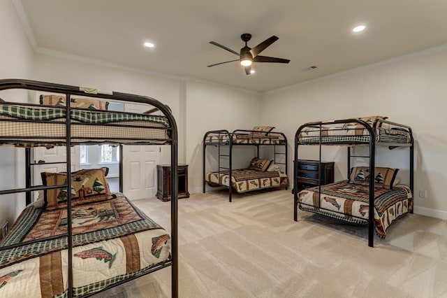1492 Mcelroy Mountain Dr, Jasper, GA 30143 - bedroom featuring light carpet, ornamental molding, baseboards, and recessed lighting