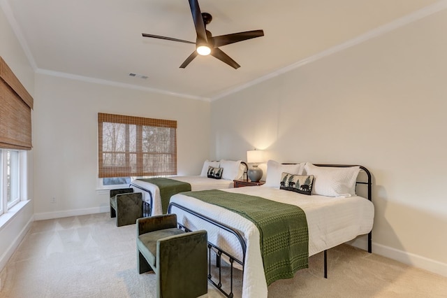 1492 Mcelroy Mountain Dr, Jasper, GA 30143 - bedroom featuring light carpet, ornamental molding, baseboards, and a ceiling fan