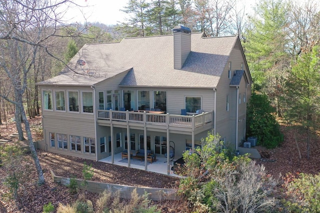 1492 Mcelroy Mountain Dr, Jasper, GA 30143 - back of property featuring a patio, a chimney, and roof with shingles
