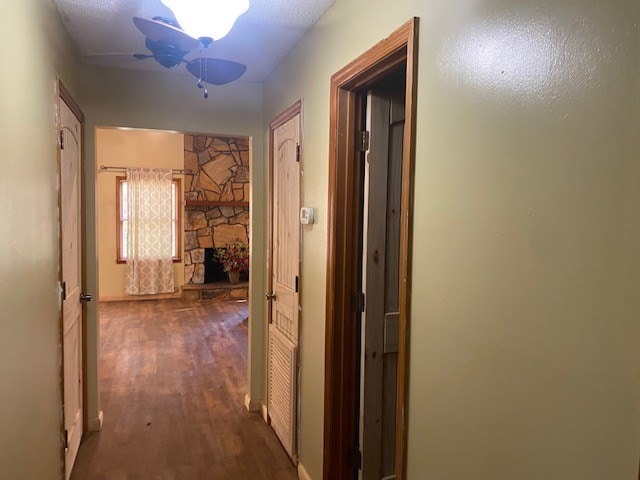 corridor with dark wood-style floors