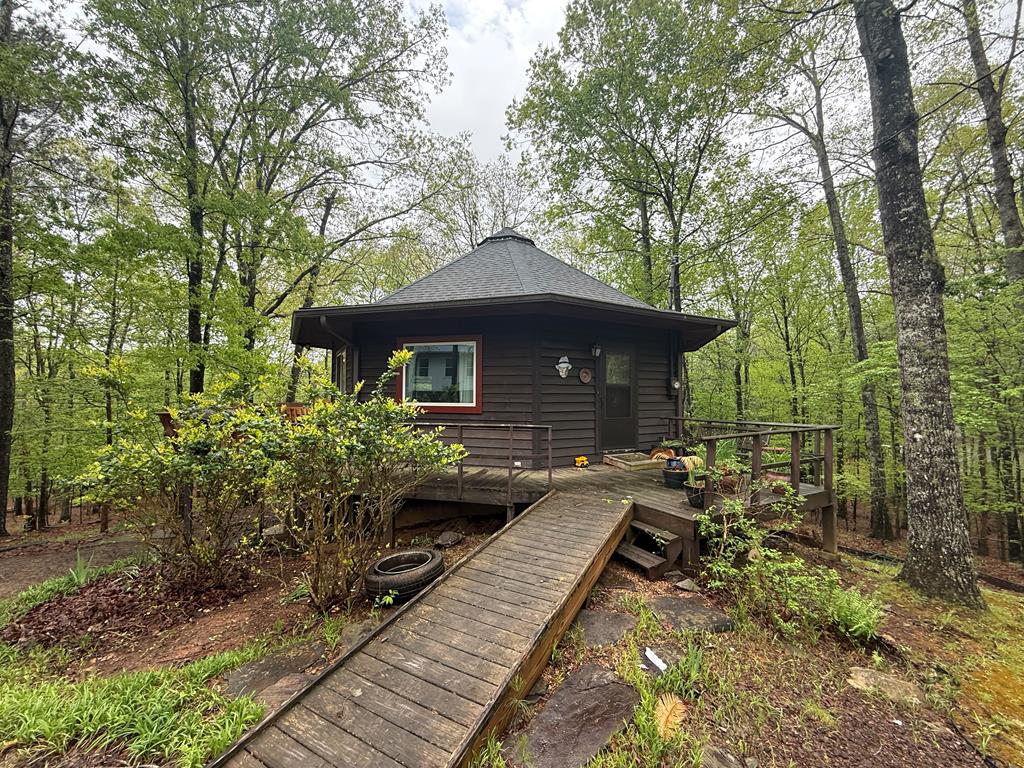 23 Focal Ct, Ellijay, GA 30540 - rear view of house featuring roof with shingles and a wooden deck
