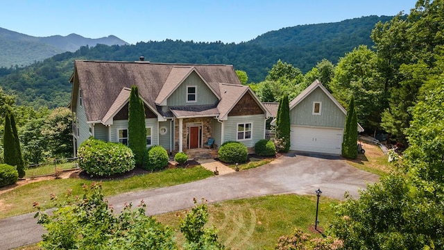 301 Shadow Mountain Rd, Dillard, GA 30537 - craftsman house featuring an outbuilding, board and batten siding, a garage, and a mountain view