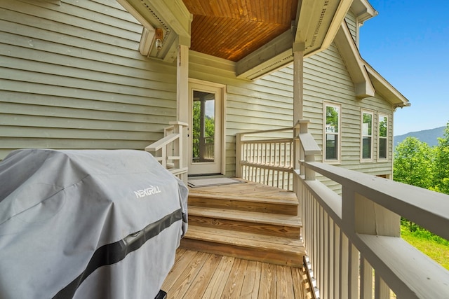 301 Shadow Mountain Rd, Dillard, GA 30537 - wooden deck with a grill and a mountain view