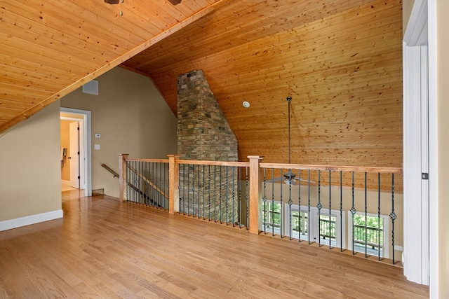 301 Shadow Mountain Rd, Dillard, GA 30537 - bonus room featuring wooden ceiling, high vaulted ceiling, wood finished floors, ceiling fan, and baseboards