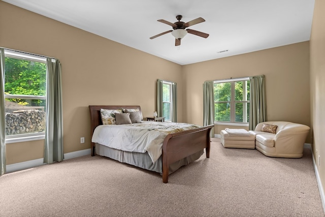 301 Shadow Mountain Rd, Dillard, GA 30537 - bedroom featuring light carpet, baseboards, and a ceiling fan