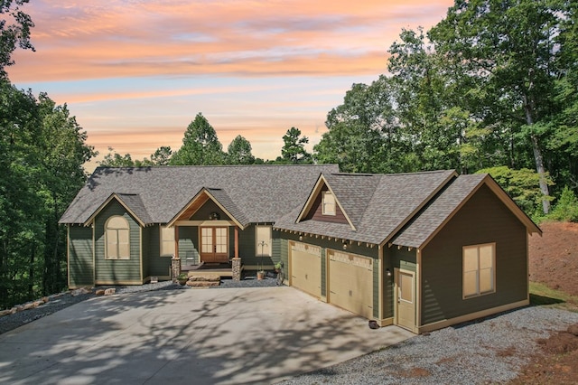 view of front of property featuring a garage