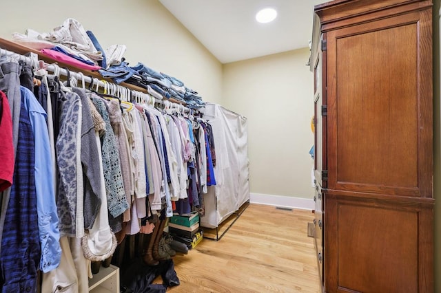 spacious closet with light wood-type flooring