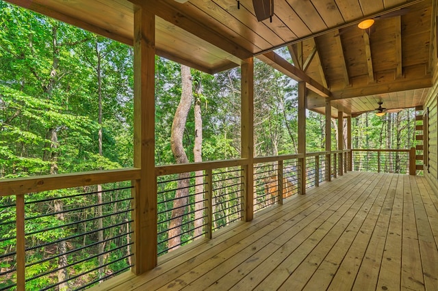 65 Christopher Dr, Ellijay, GA 30540 - deck featuring ceiling fan and a view of trees