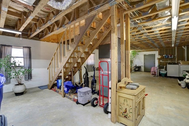 basement with washer / clothes dryer
