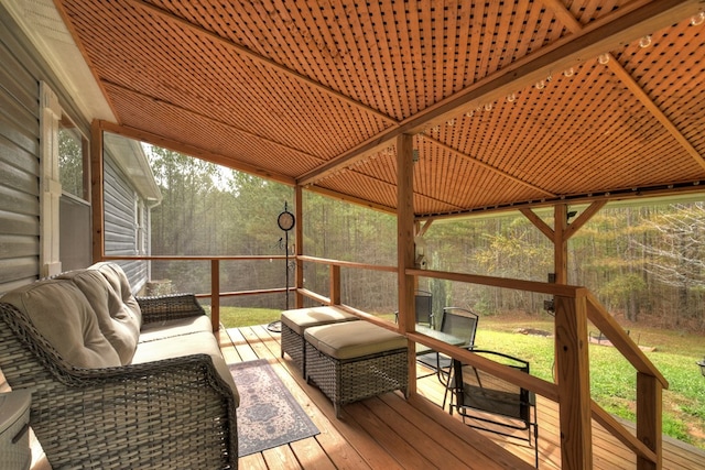 deck featuring an outdoor living space