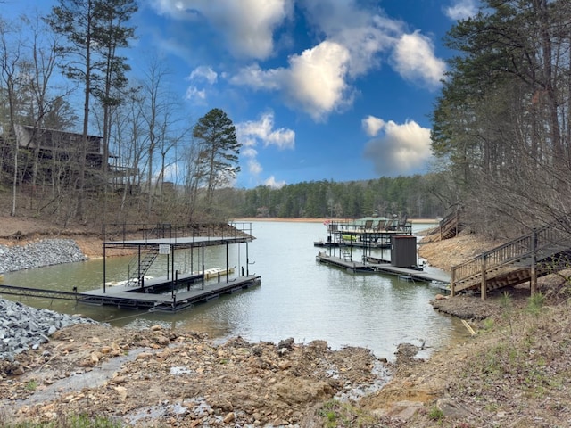 dock area featuring a water view