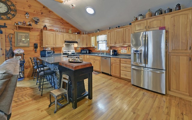530 Bear Paw Church Rd, Murphy, NC 28906 - kitchen with appliances with stainless steel finishes, dark countertops, and light wood finished floors