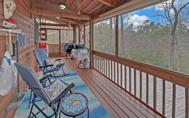 530 Bear Paw Church Rd, Murphy, NC 28906 - sunroom featuring vaulted ceiling with beams and wood ceiling