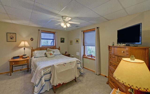 530 Bear Paw Church Rd, Murphy, NC 28906 - bedroom featuring baseboards, a drop ceiling, and light colored carpet