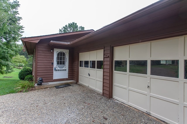 exterior space featuring a garage