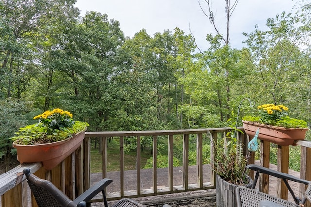 wooden balcony with a deck