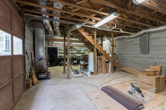 basement with electric panel