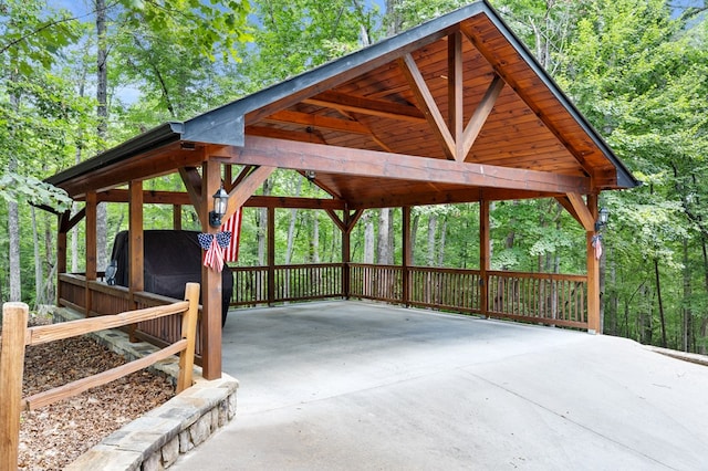 view of patio featuring a gazebo