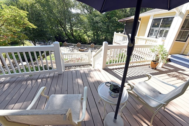 deck with an outdoor fire pit