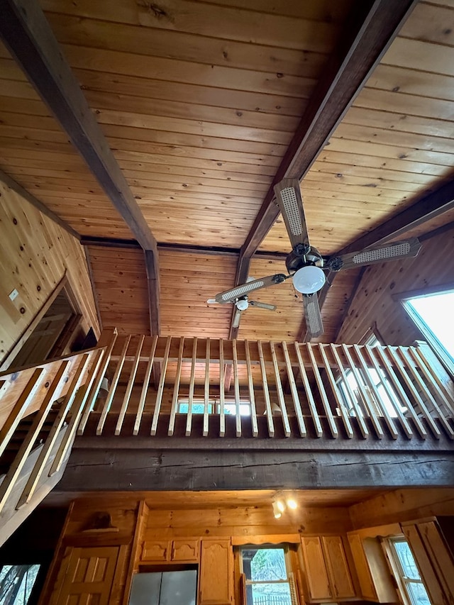 details with wooden ceiling and beamed ceiling