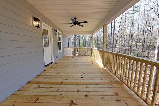 deck featuring ceiling fan