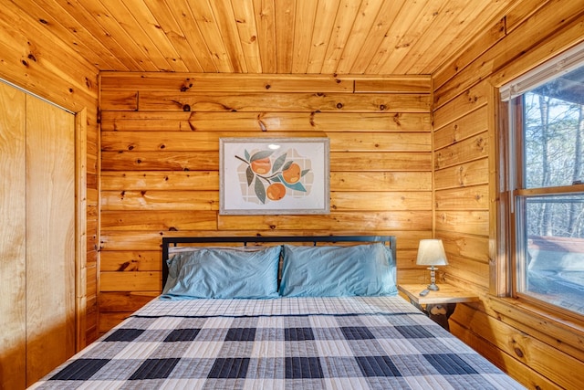 57 Coffee Pot Dr, Blue Ridge, GA 30513 - unfurnished bedroom featuring wooden ceiling and wood walls