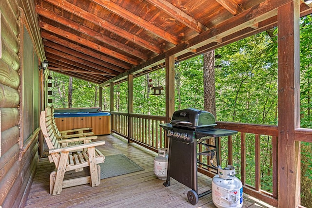 57 Coffee Pot Dr, Blue Ridge, GA 30513 - deck with a hot tub and grilling area