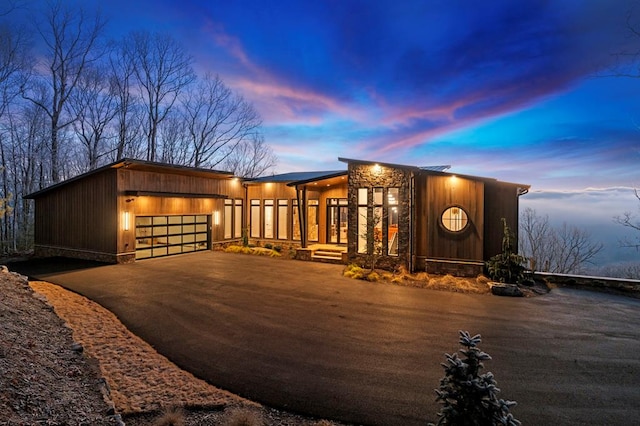 view of front of home with a garage