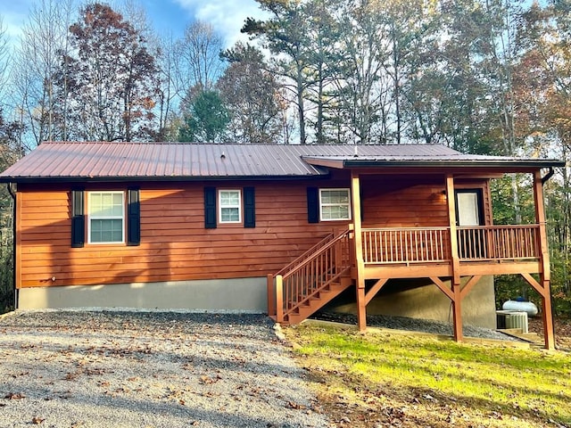 view of log cabin