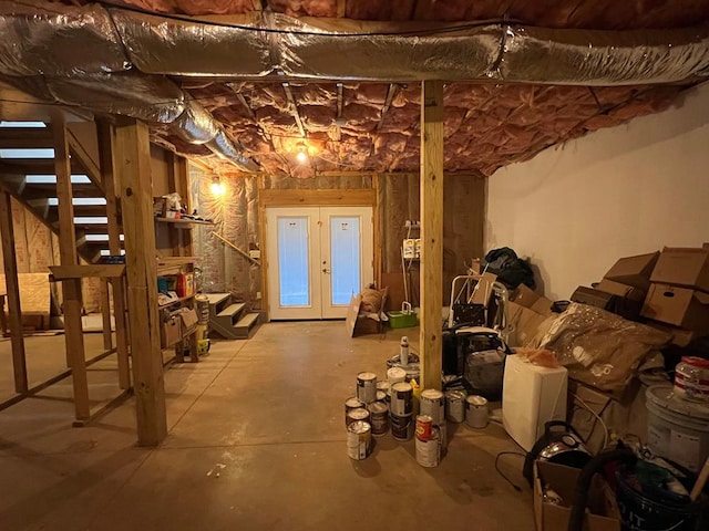 basement with french doors