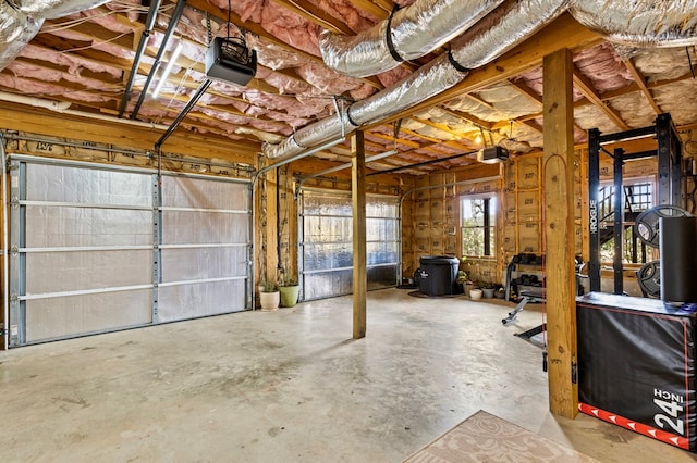 garage with a garage door opener