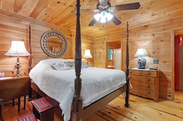 80 Stegall Mill Rdg, Ellijay, GA 30536 - bedroom featuring light wood-type flooring, wood walls, and wood ceiling