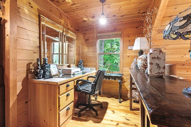 80 Stegall Mill Rdg, Ellijay, GA 30536 - office space featuring light wood-style flooring, wood walls, and wood ceiling