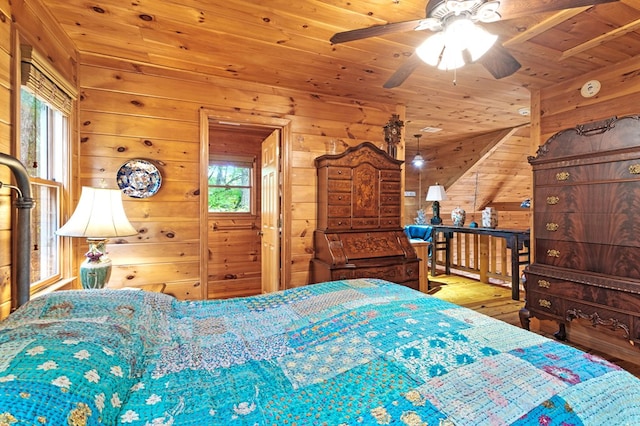 80 Stegall Mill Rdg, Ellijay, GA 30536 - bedroom featuring wooden walls, wooden ceiling, and hardwood / wood-style floors