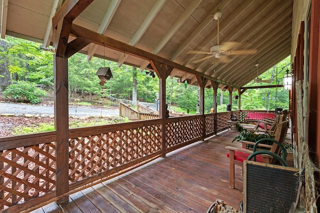 80 Stegall Mill Rdg, Ellijay, GA 30536 - wooden terrace with a ceiling fan