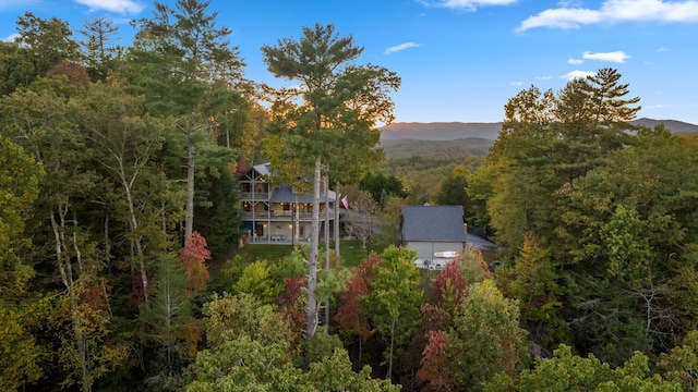 birds eye view of property featuring a mountain view