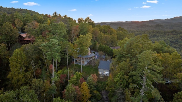 birds eye view of property with a mountain view