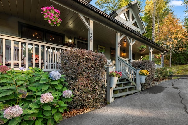 view of home's exterior featuring a porch