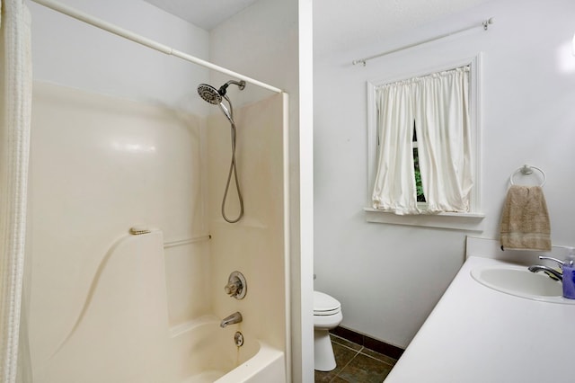 249 Chatuge Woods Dr, Hayesville, NC 28904 - bathroom featuring a sink, toilet, shower / washtub combination, and tile patterned floors