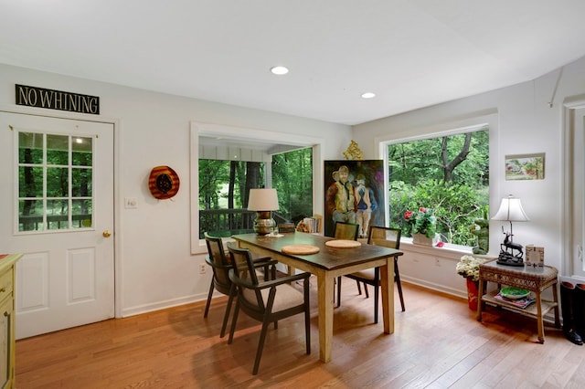 249 Chatuge Woods Dr, Hayesville, NC 28904 - dining area with light wood-type flooring, healthy amount of natural light, baseboards, and recessed lighting