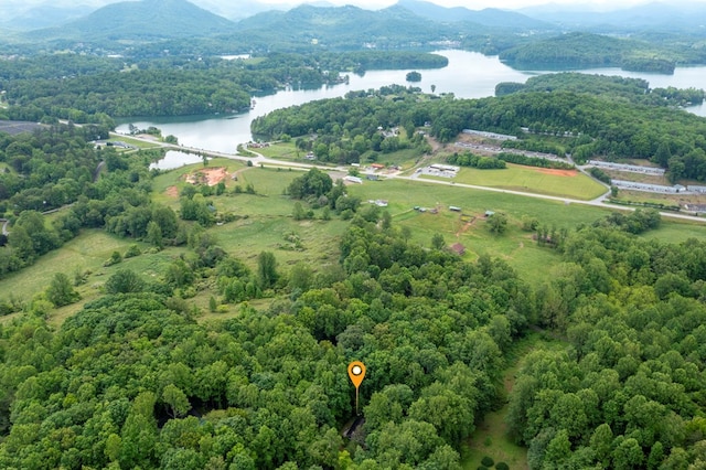 249 Chatuge Woods Dr, Hayesville, NC 28904 - bird's eye view of a water and mountain view and a heavily wooded area