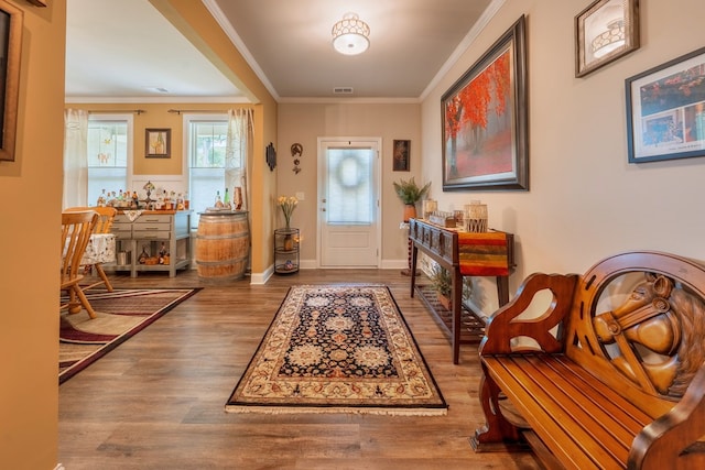 56 Highland Pointe Dr, Ellijay, GA 30536 - entryway featuring wood finished floors and crown molding