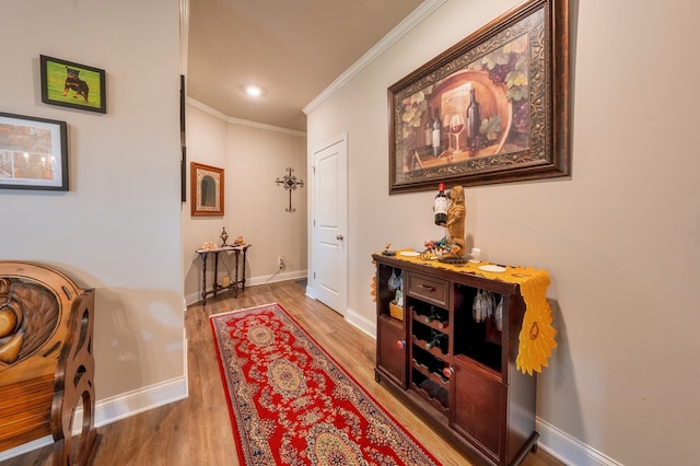 56 Highland Pointe Dr, Ellijay, GA 30536 - hall with wood finished floors, ornamental molding, and recessed lighting
