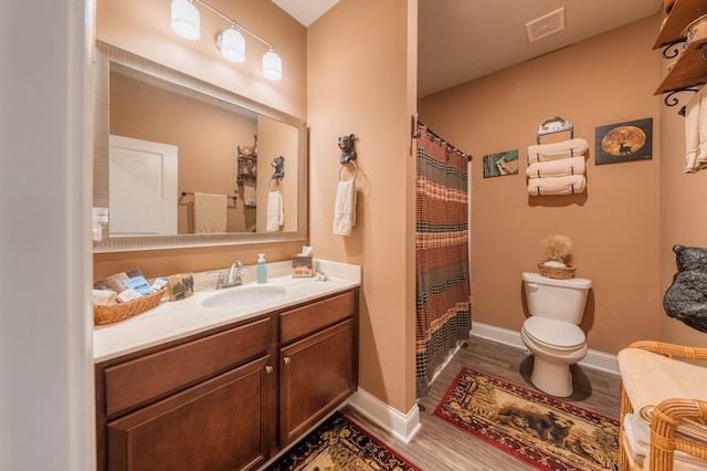 56 Highland Pointe Dr, Ellijay, GA 30536 - bathroom with vanity, a shower with curtain, and wood finished floors